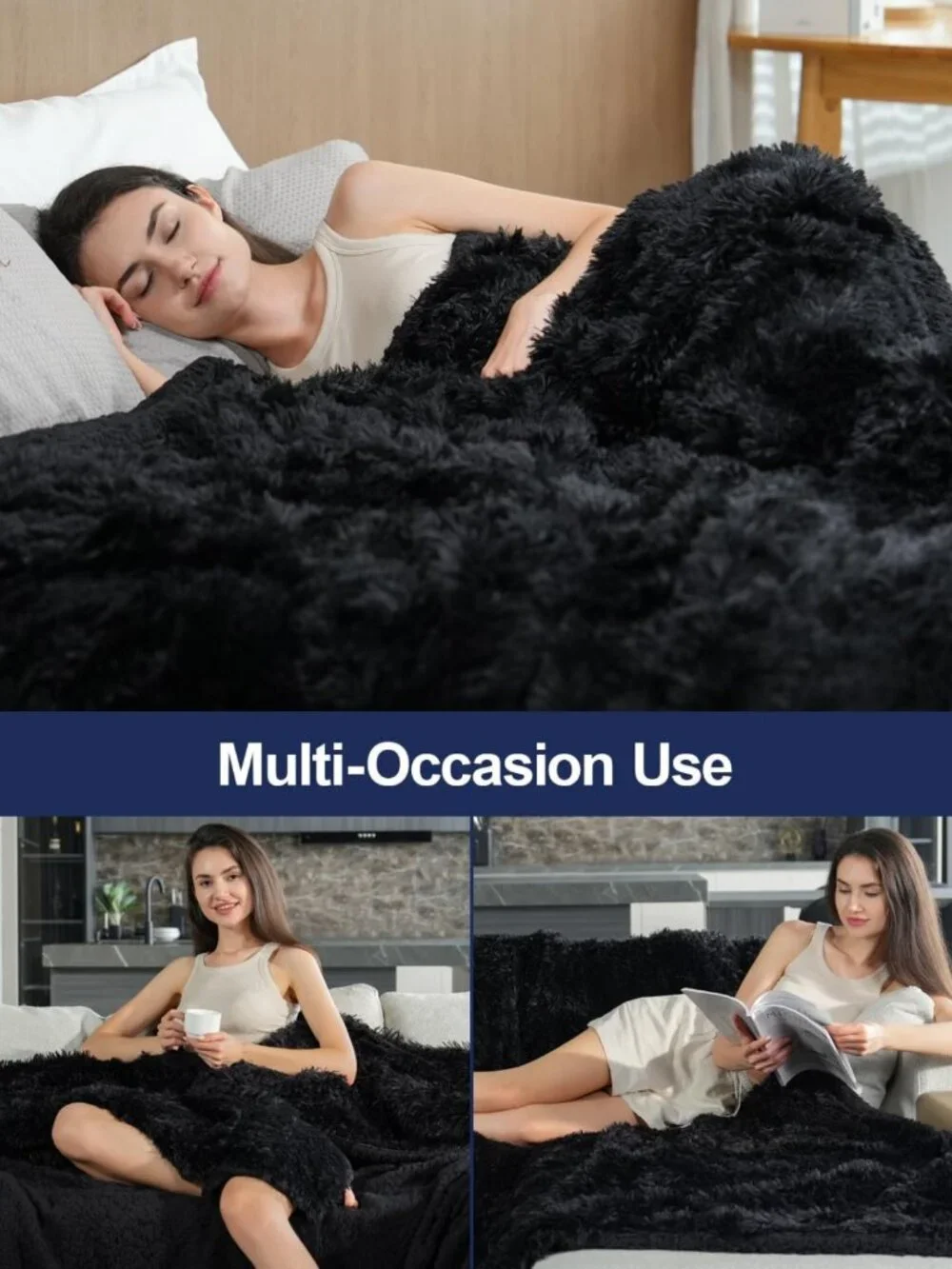 Cozy Faux Fur Throw Blanket 50x60